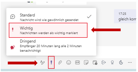 screenshot wie man wichtige nachrichten versendet