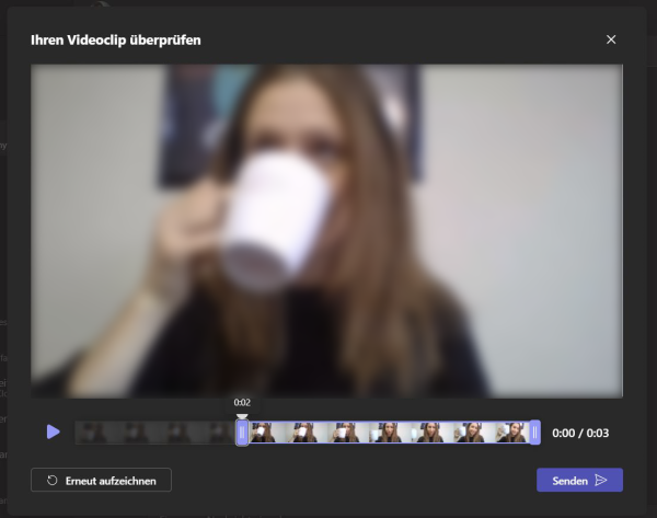 Bearbeiten einer Videonachricht im Teams Chat
